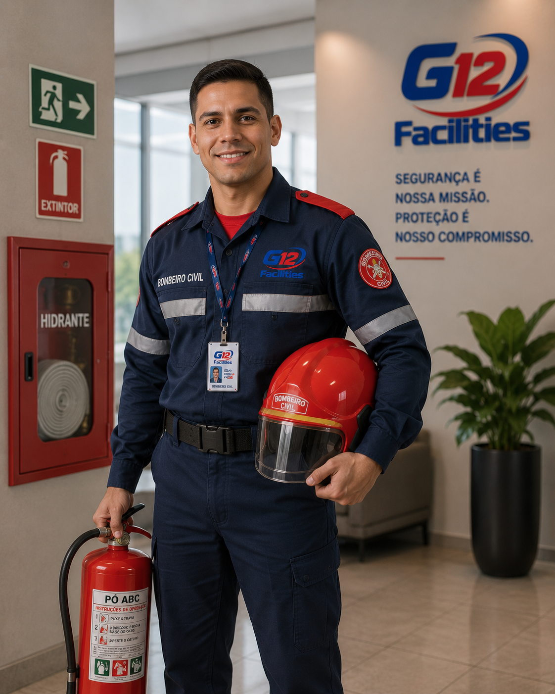 Bombeiro civil em ambiente corporativo